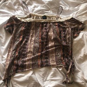 Patterned off the shoulder top